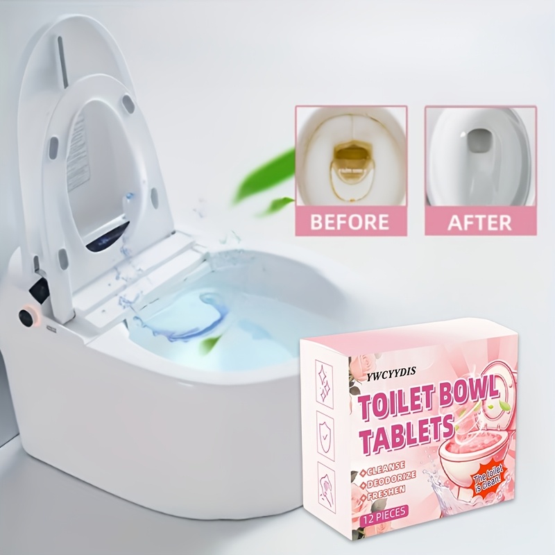 12 buc. Tablete automate pentru curățarea toaletei, tablete efervescente gata de utilizare, potrivite pentru toalete, băi, suprafețe ceramice, urinare - Utilizare convenabilă, decompun profund depunerile de calcar, petele de urină și mirosurile persistente