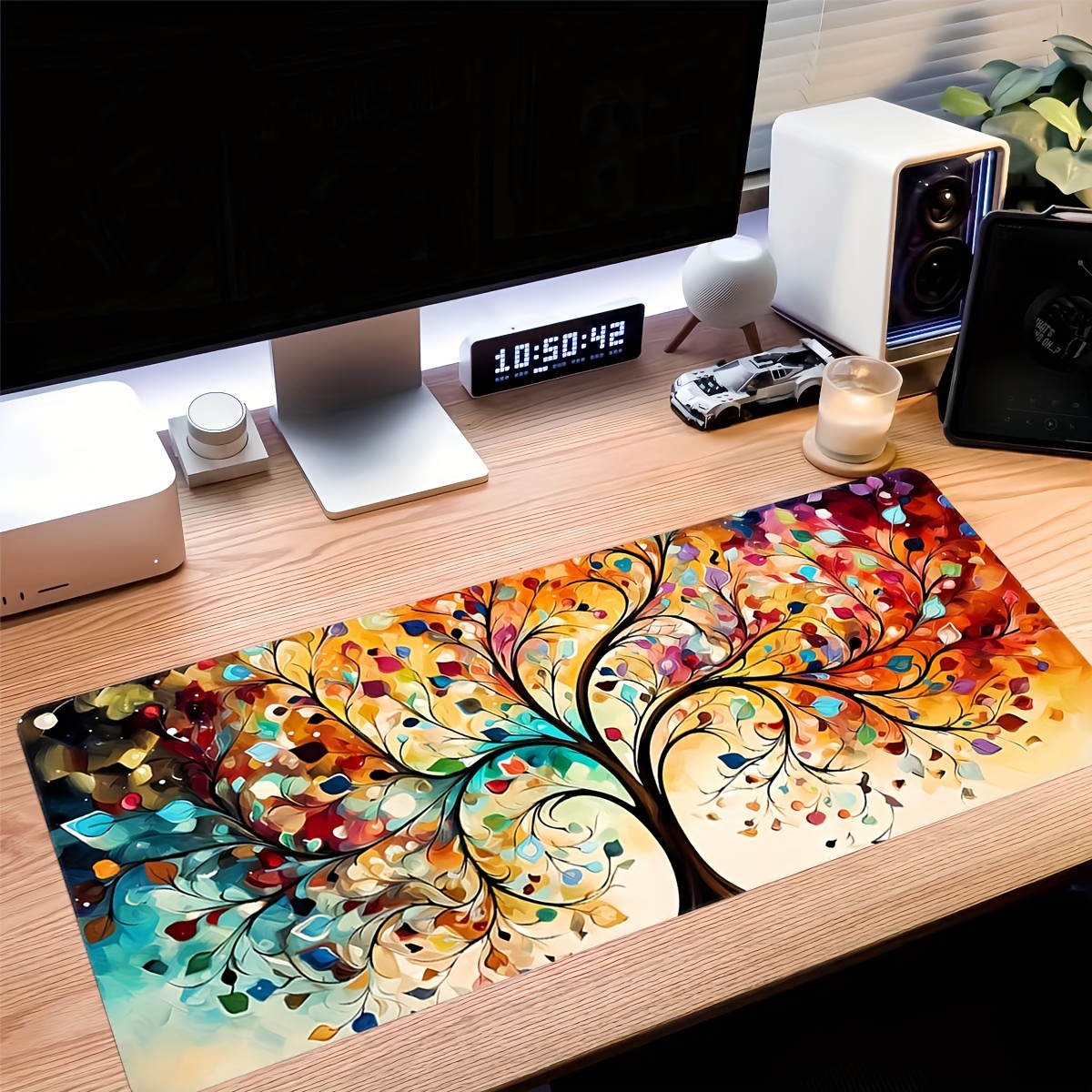 

1pc Tapis de Souris de Jeu avec Arbre de la Graffiti Coloré, Base en Caoutchouc Antidérapante, Bords Précis, Tapis de Table Rectangulaire Lavable, Adapté pour et le Loisir