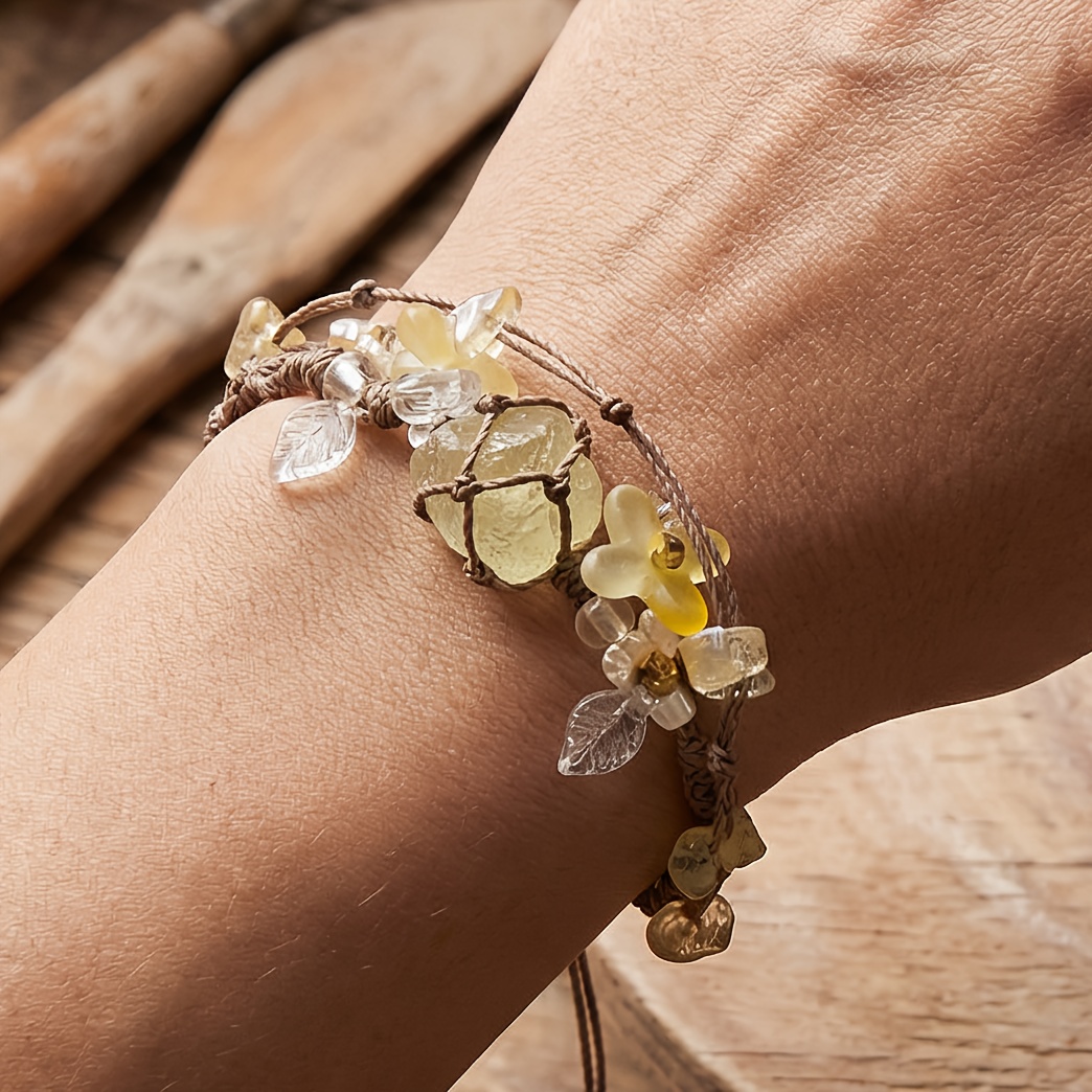 Handmade Adjustable Bohemian Crystal Bracelet, Multi-Color