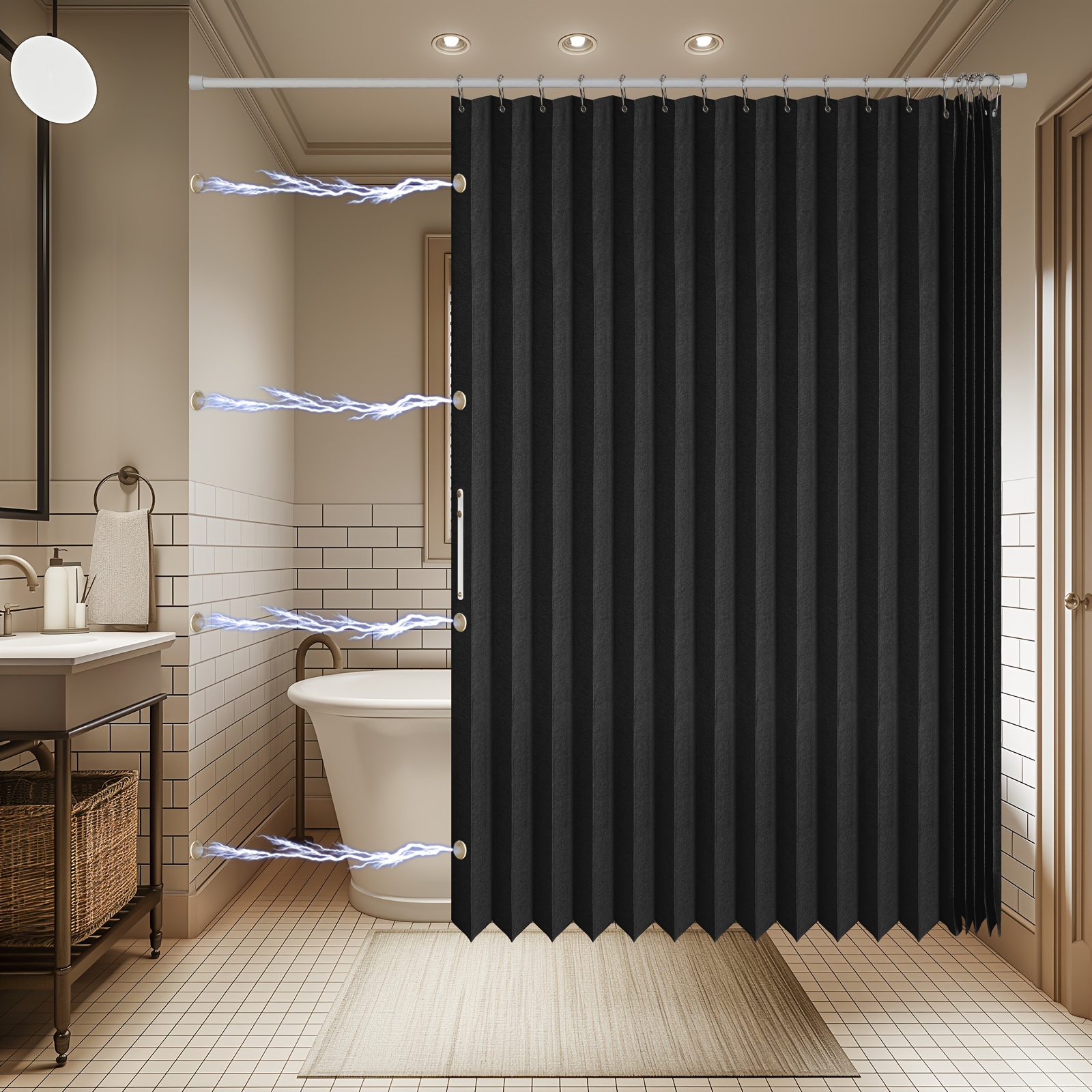 

1pc Of Folding Curtain Curtain Polyester Free Curtain Suitable For Bathroom Decoratio