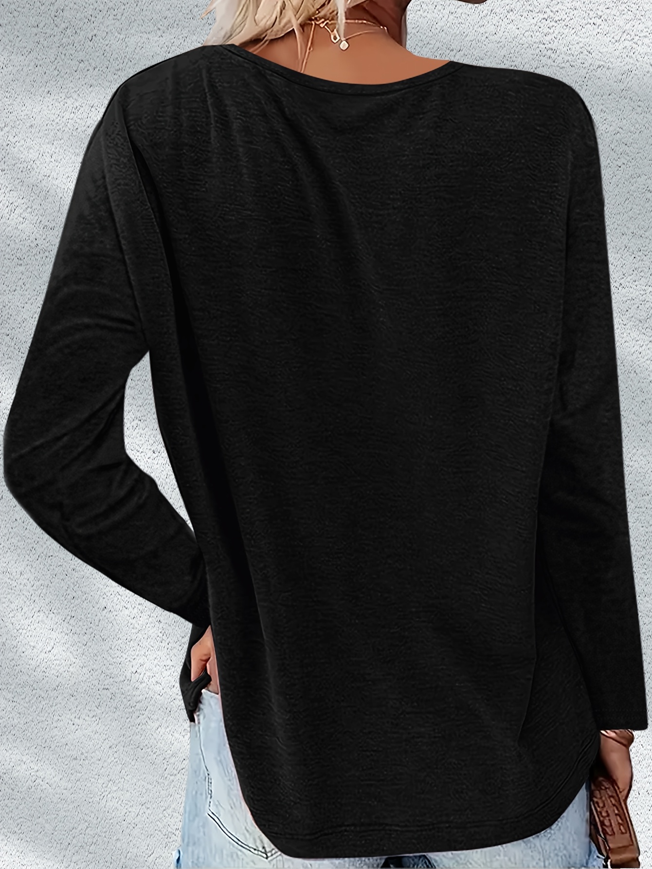 3pcs womens casual v neck long sleeve t shirts soft stretchy fabric solid color basic tees for   layering   regular fit pullover   layering fashion versatile clothing comfortable wear Product details 19
