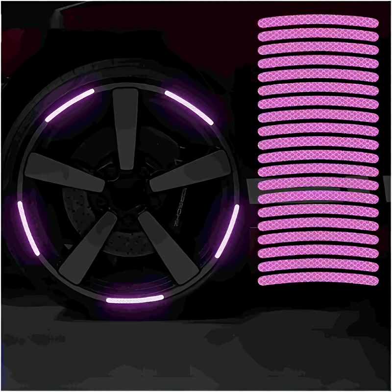 20-Pack Reflective Wheel Rim Stickers, Luminous Safety Decals for Cars, Motorcycles, and Bicycles, Durable PET Material, Waterproof, Easy to Apply