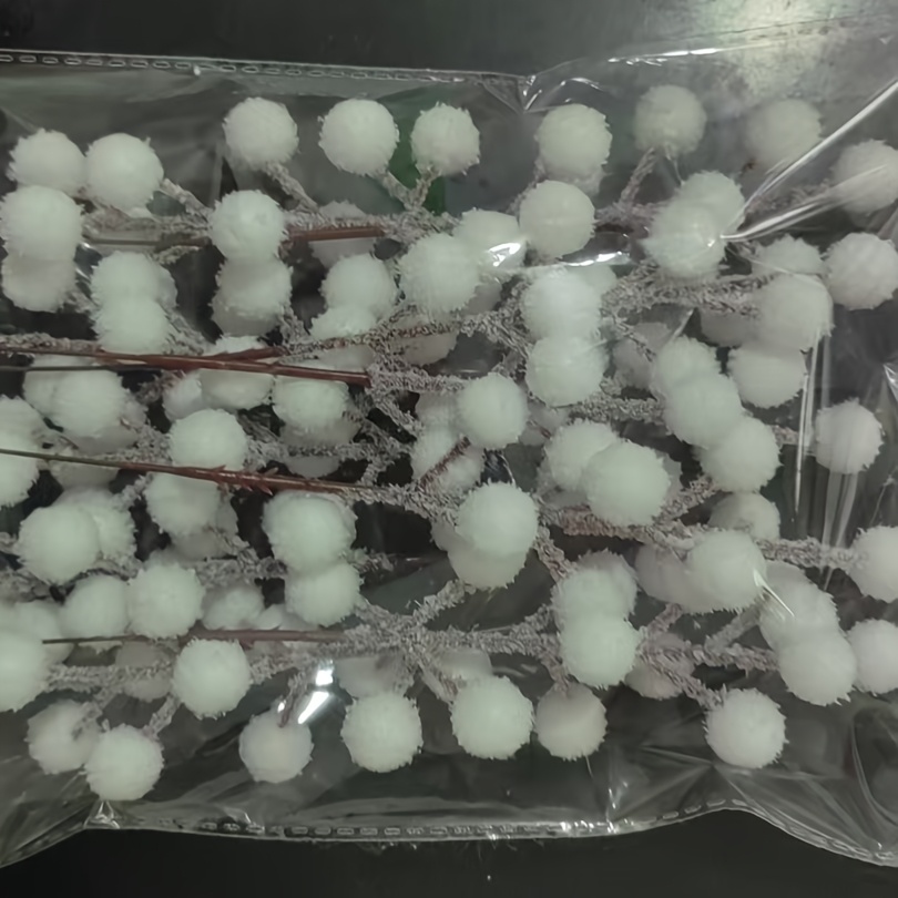 10pcs Artificial Snowflake Berries For Christmas Holiday Decorations, Tree And Wreath Diy Crafts