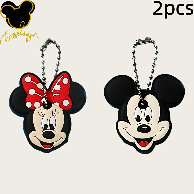 2 kosa Disney obeskov za ključe Mickey in Minnie Mouse, obeski za ključe v stilu risanke Stitch, prenosni dodatki za ključe in trpežne zaščitne