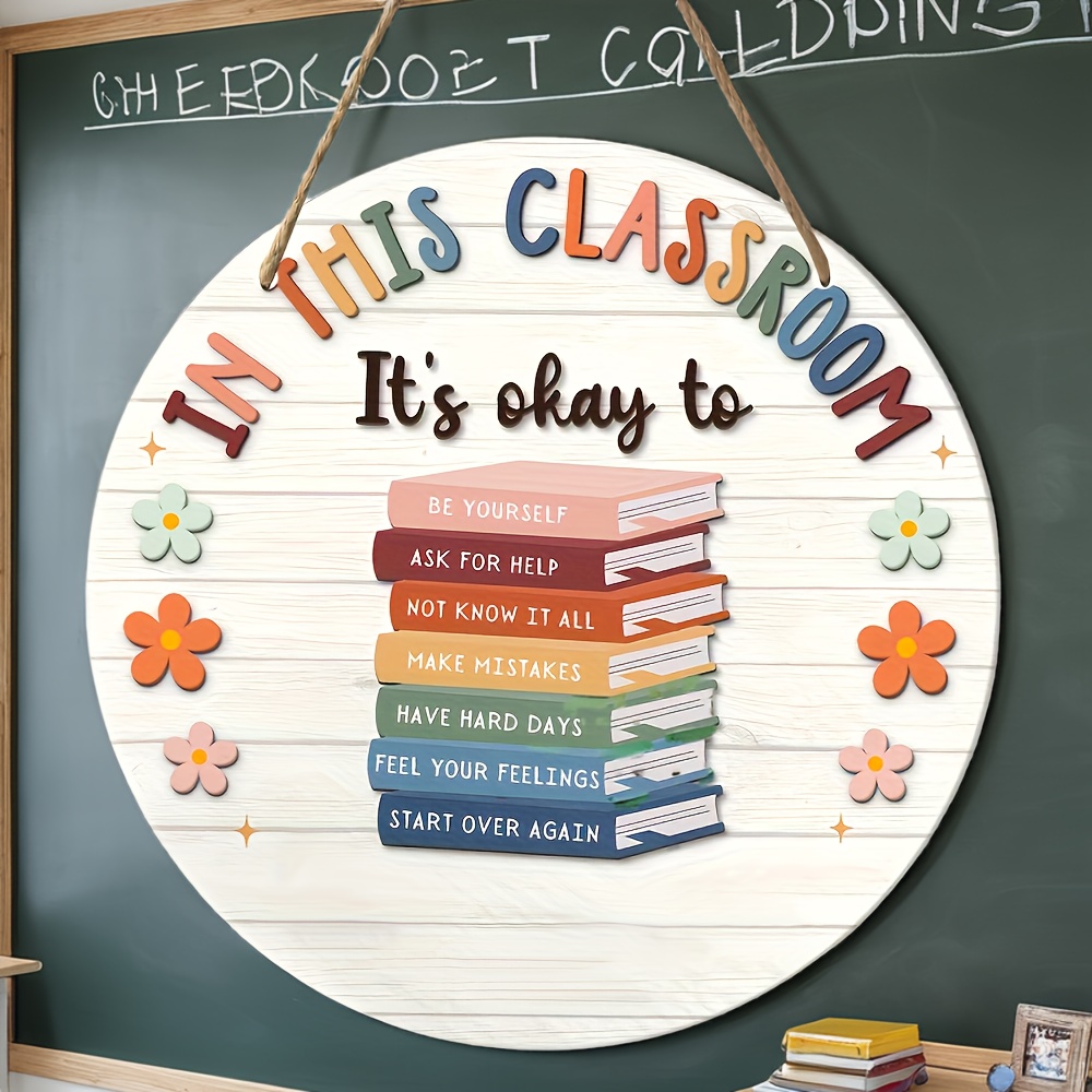 TEMU Vintage-inspired Wooden 'this Classroom' Teacher Sign - Perfect For Back To School, Classroom & Office Decor, Wall Hanging, 6x6 Inches