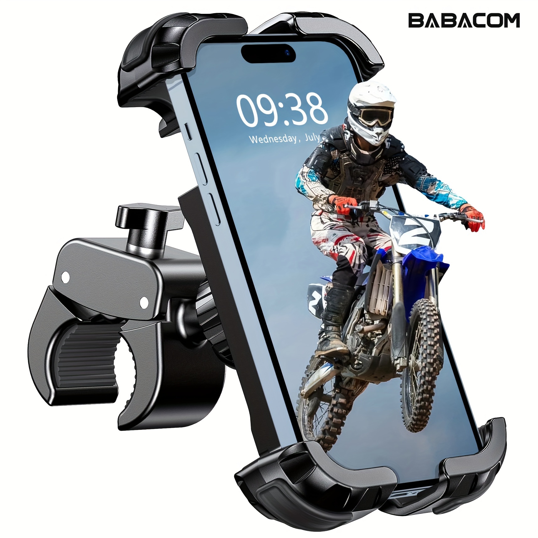 

Babacom Bike Phone Mount, Upgrade [1s Lock][] Motorcycle Phone Mount, [360° Rotatable] Phone Holder For Bike Handlebar Compatible With 4.7-6.8" Cell Phone