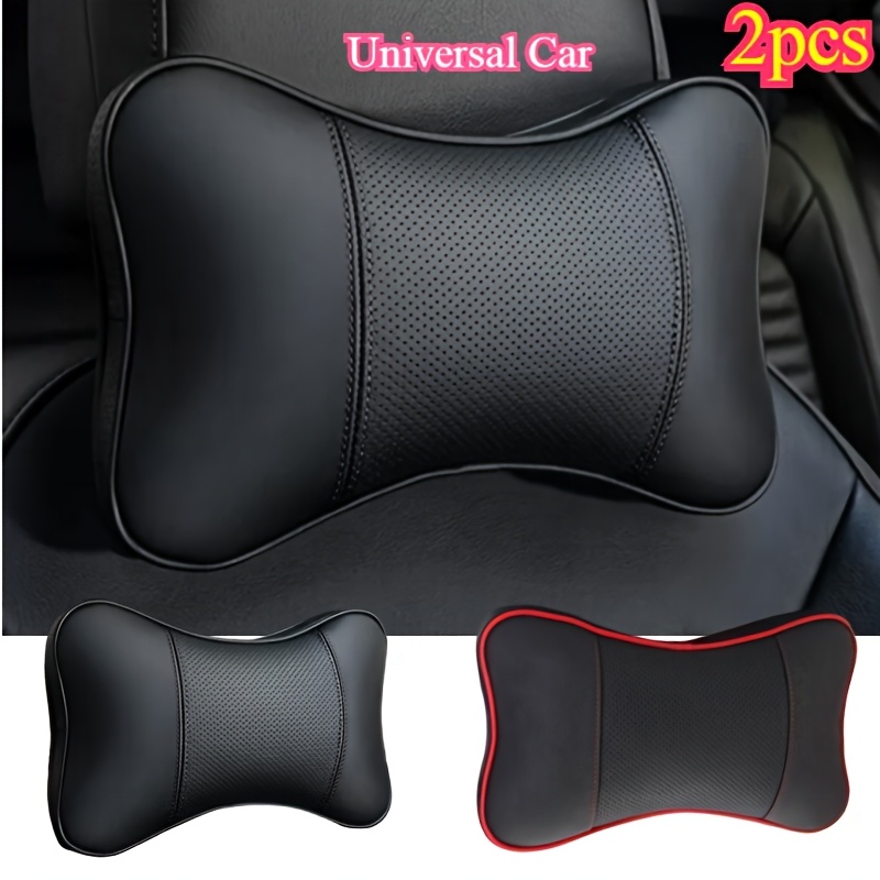 

2pcs/ Car Headrest Pillow Comfortable Breathable Pu Leather Seat Neck Pillows Rest Cushion Support Car Interior Accessories