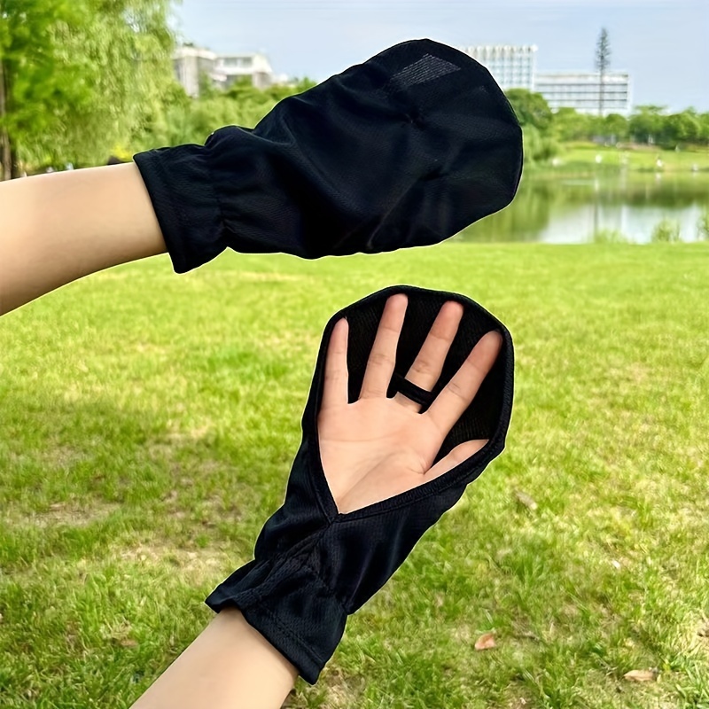

1 Pair, Summer Sun Protection Gloves, Outdoor Cycling Non-slip Breathable Uv-blocking Fingerless Gloves, Thin Elastic Cuff Gloves