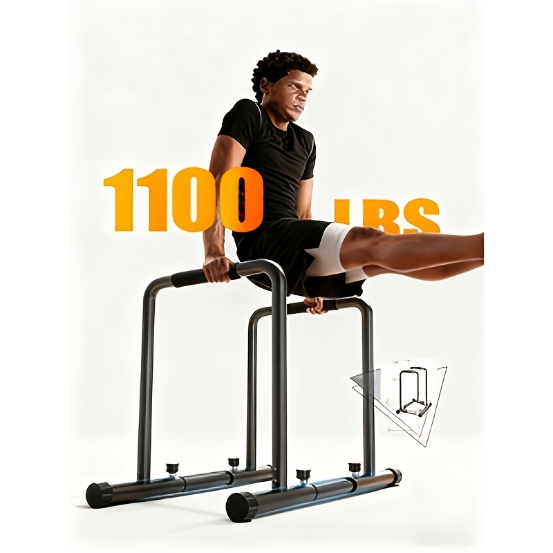TEMU Configuración de Barra Paralela Versátil: Estación de Dominadas y Tracciones Ajustable para Entrenamiento de , Construcción de Acero, Equipo de