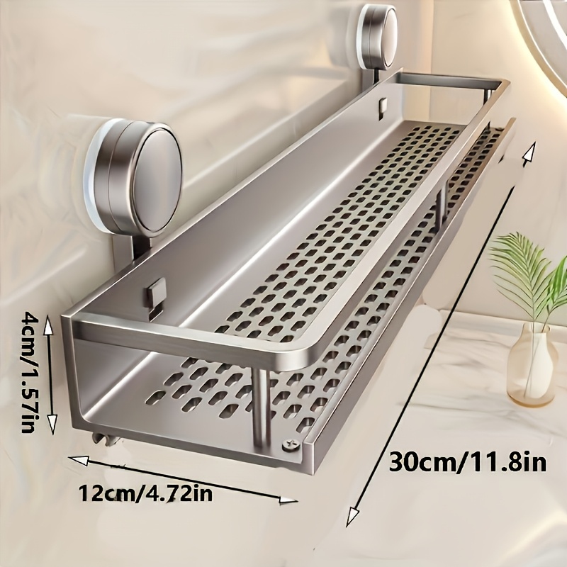 1pc rust proof wall hanging shower storage rack with suction cup space saving bathroom organizer for shampoo soap and accessories