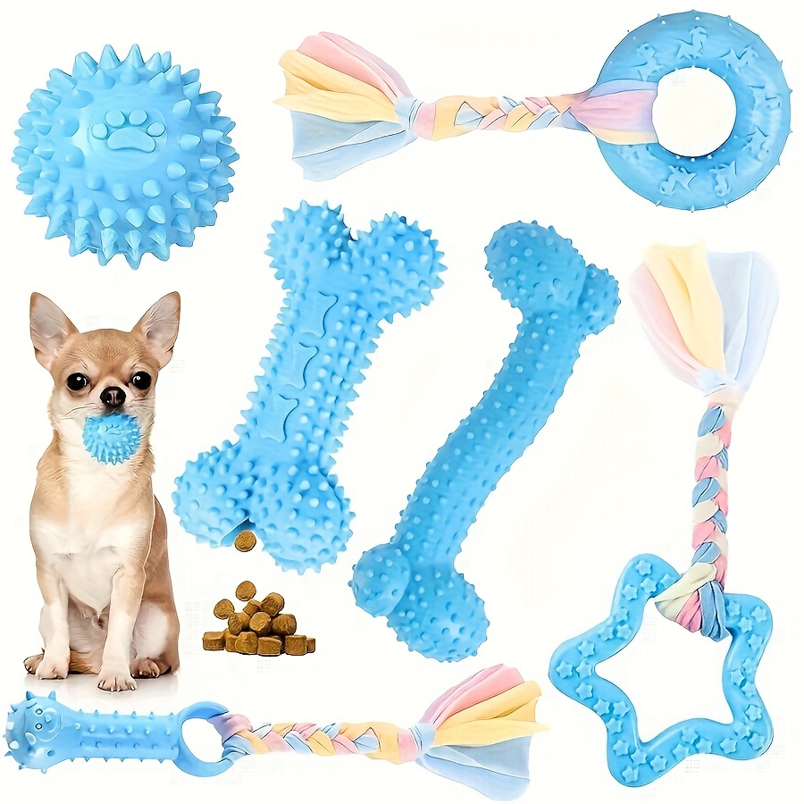 

6pcs Puppy Chew Toy Set For Small Dogs And Puppies, And Non-toxic, Teething And Teeth Cleaning Rubber Toys