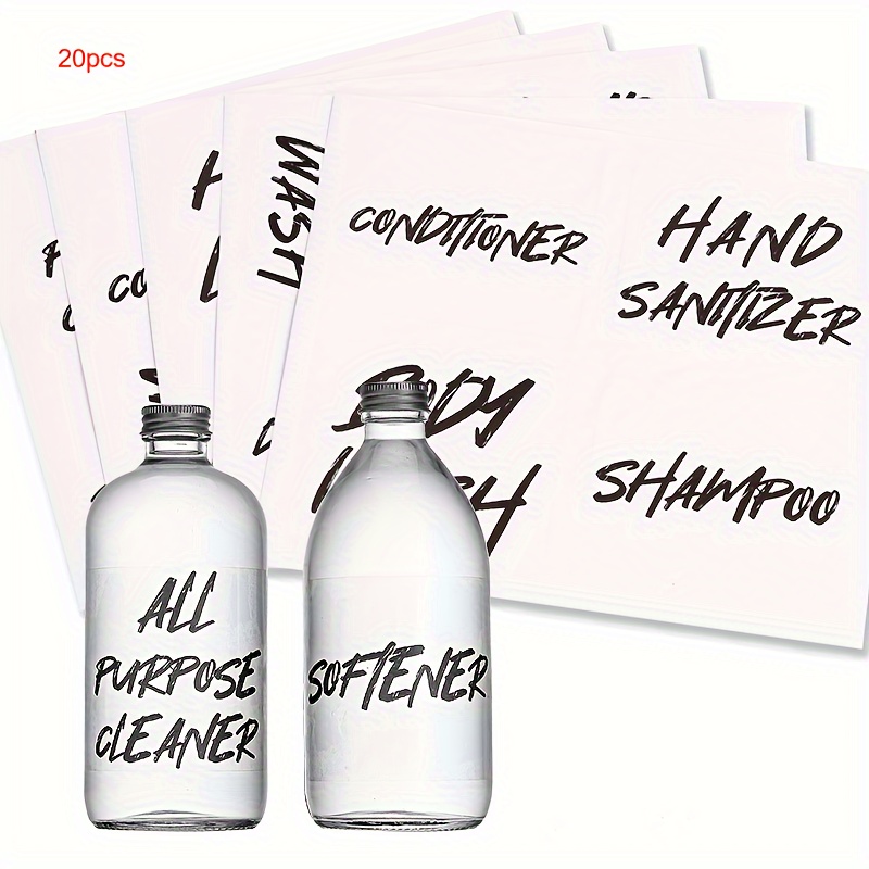 

20-pack Waterproof Transparent Bathroom Labels - Pre-printed, Easy Apply For Makeup & Lotion Bottles Bathroom Labels Waterproof