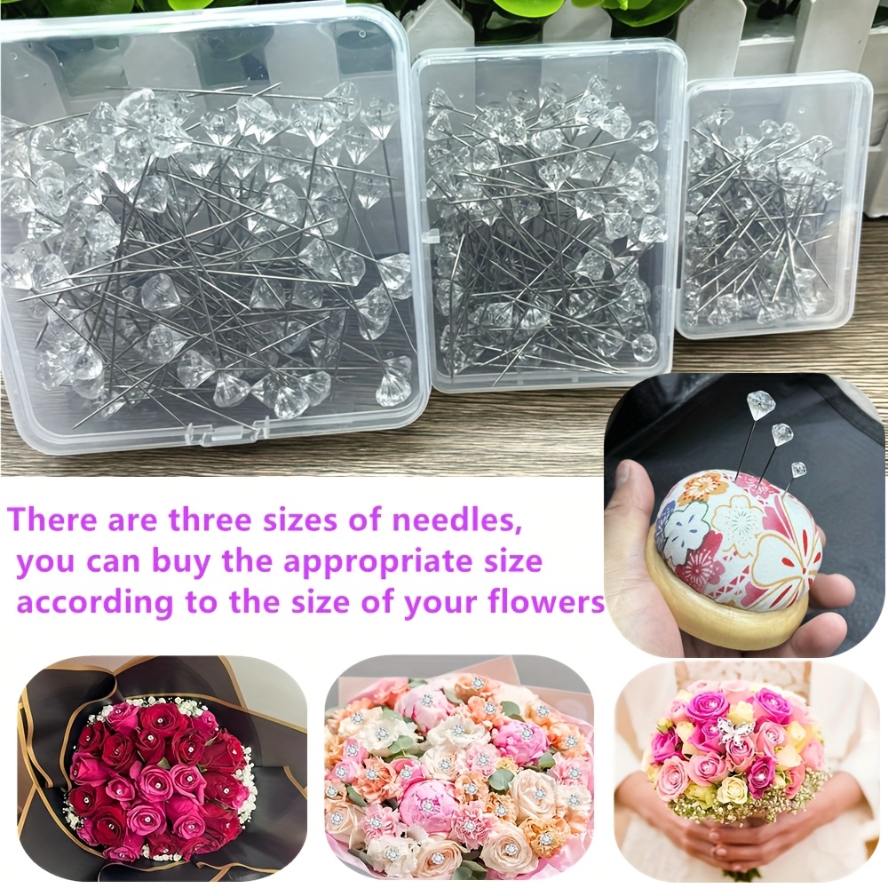 

100pcs Of Diamond Brooches In 3 Sizes, Suitable For Bouquet Decoration And Sewing Diy Crafts.