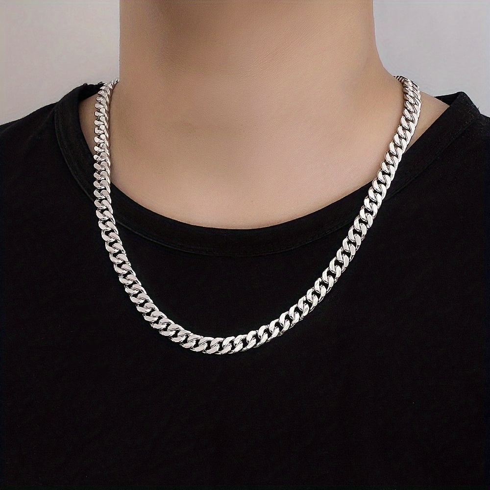 

925 Silver 7mm Wide Cuban Chain Necklace, Birthday Gift Holiday Gift, For Father And Husband