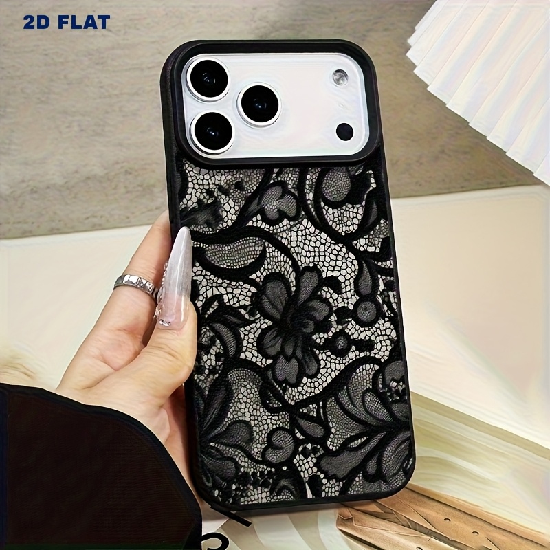 TEMU Handyhülle: 2D flache Spitzenmuster 7/8 Plus sturzsichere weiche Hülle, einfache hochwertige Luftpolsterhülle für iPhone 14 Pro Max, Apple 13
