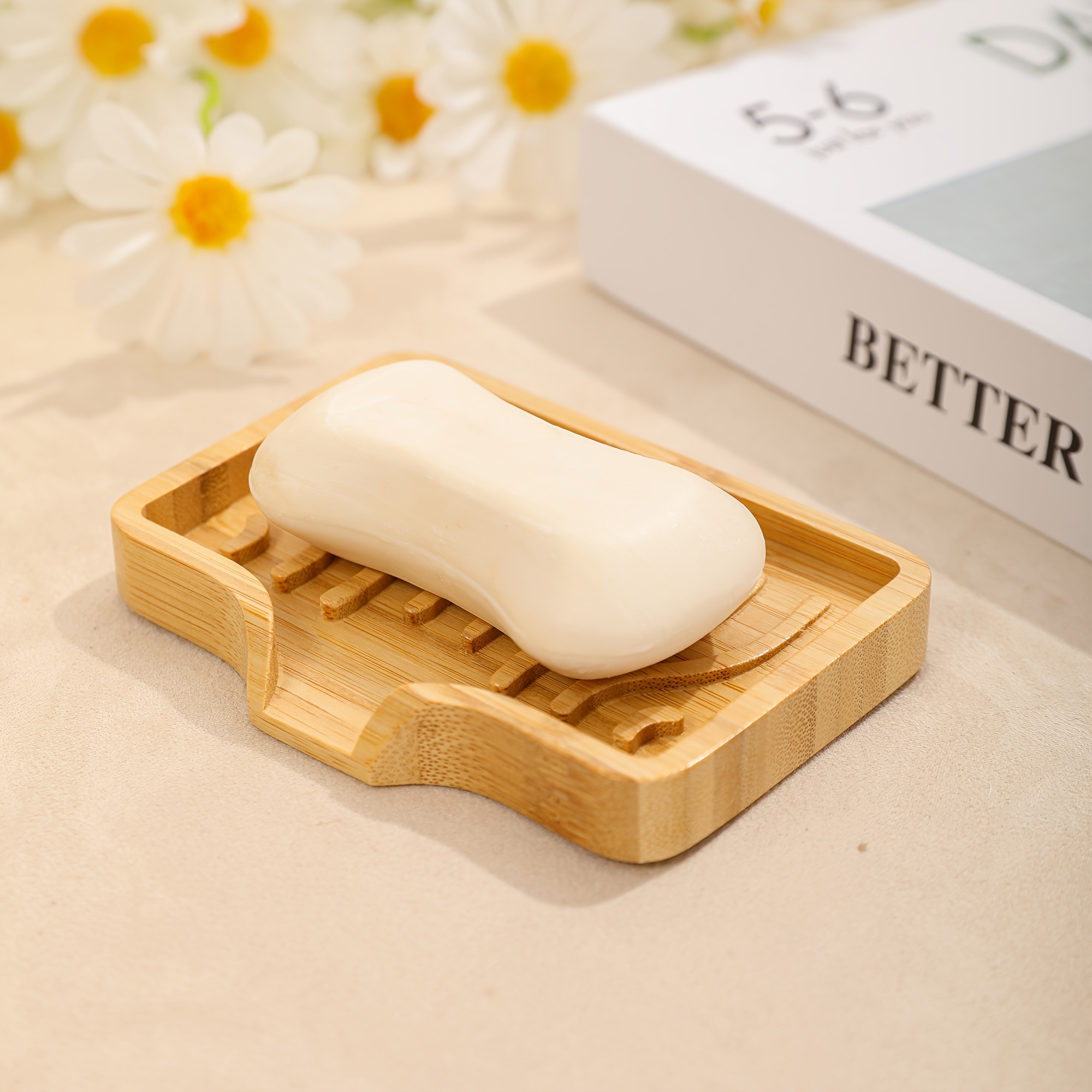 

High-quality Bamboo Soap Dish With Self-draining Tray - Rectangular Wooden Soap Holder For Bathroom, Hotel Decor & Countertop Drying