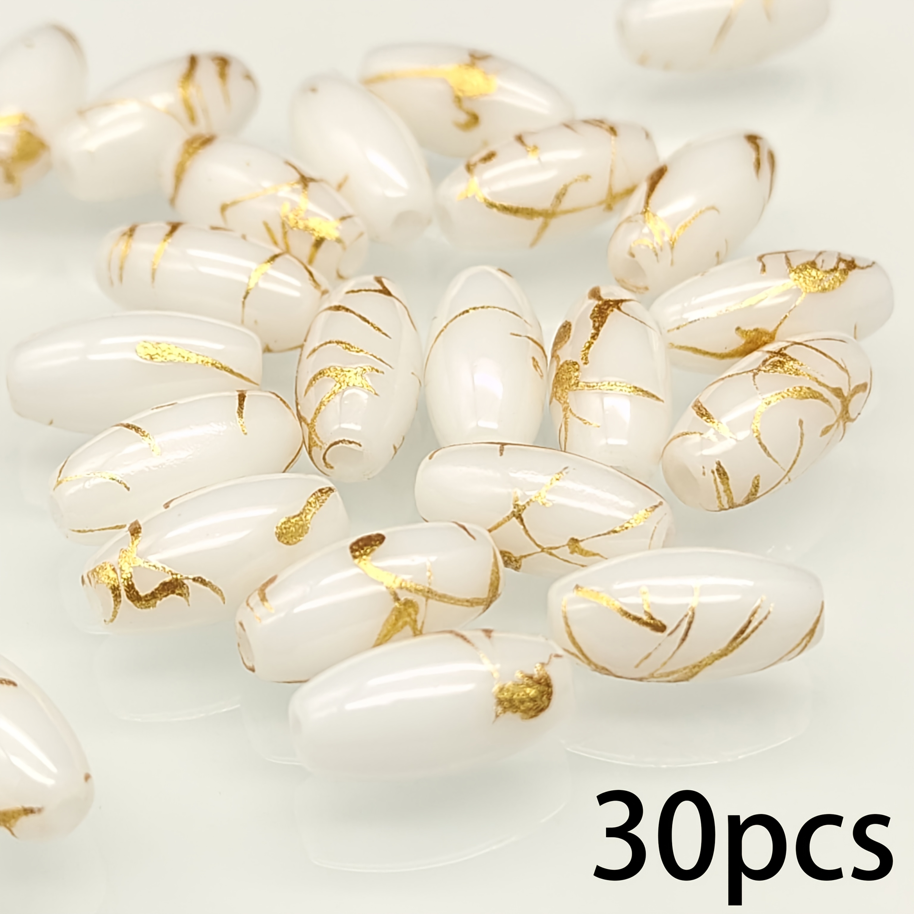 TEMU 30 piezas (30 pzas) Cuentas abatibles con agujero - Cuentas cilíndricas largas de 12.5*6 mm con agujeros para enhebrar, adecuadas para hacer