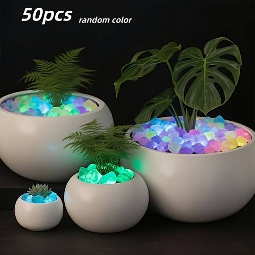50pcs random color luminous pebbles set for garden potted plants aquarium decoration size 6cm high glowing material suitable for vases tanks