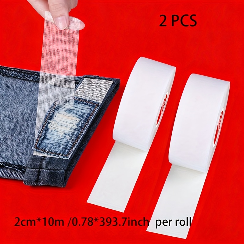 E-shop 2 Rollen Hosenbein-Verkürzungswerkzeug, ohne Nähen, ohne Bügeln, feste doppelseitige Klebeband, selbstklebender Hosenbein-Flicken, Kleidung