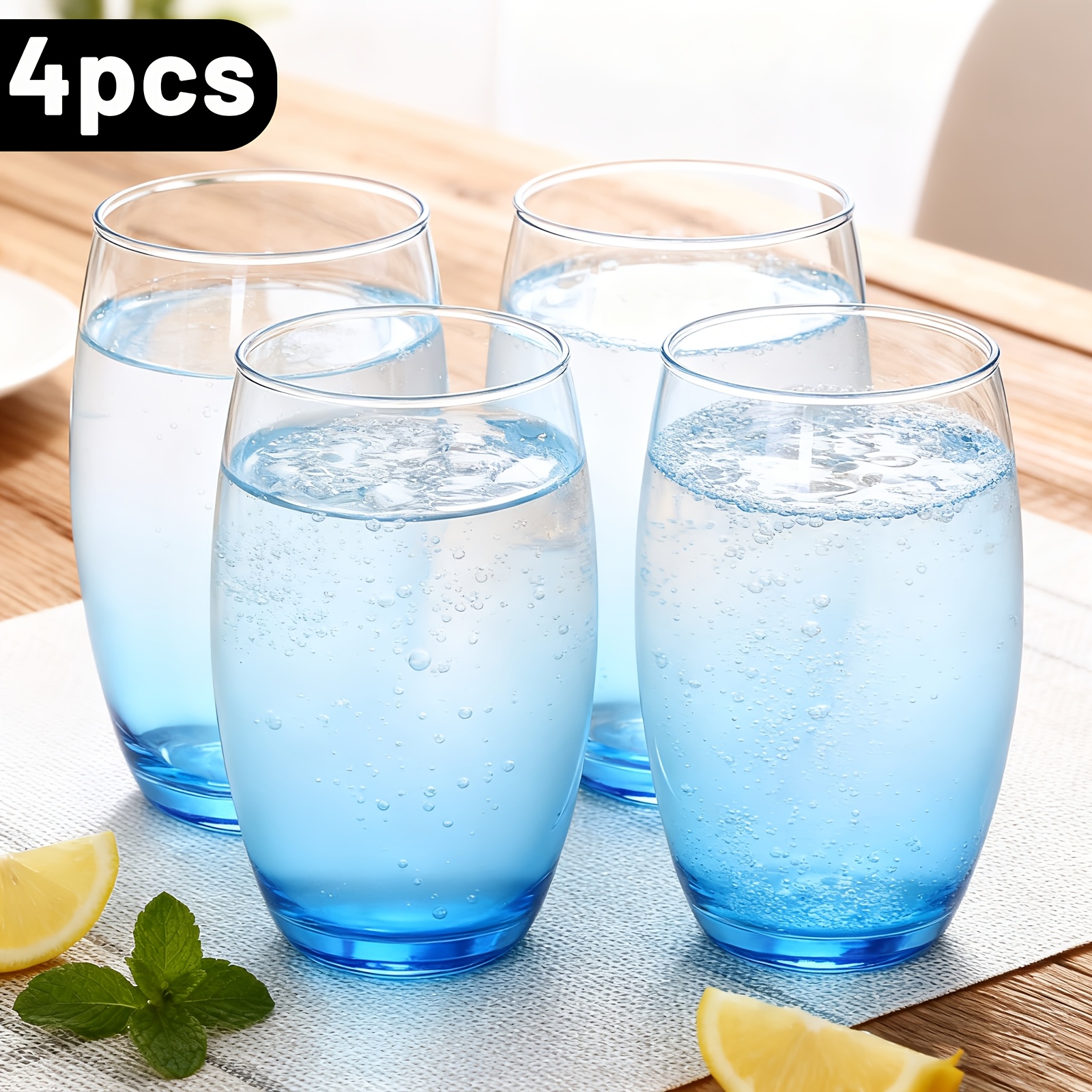 TEMU 4pcs Italian Style Clear Glass Tumblers, 350ml/360ml Thickened Tall & Short Drinking Glasses, Modern Highball Cups For Iced Coffee Cocktail