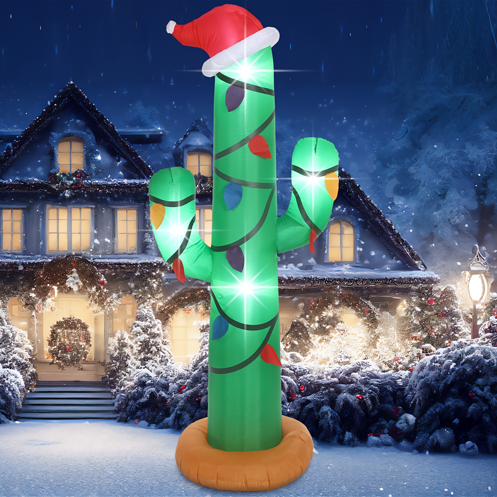 

1pc Yaomiao 7 Ft Inflatable Christmas Led Lights, Freestanding Decoration, Elf , No Needed For , , And