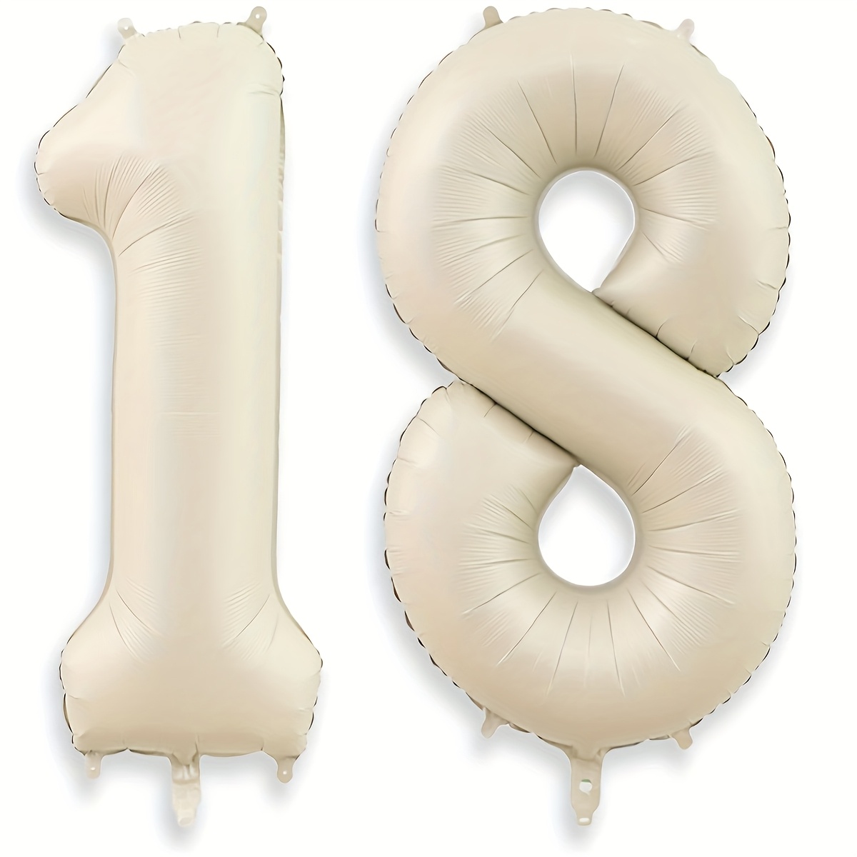 Image of 2 Large 32-inch Sand Foil Balloons, Creamy White Ivory Numbers 18, Suitable For 18th Birthday Party Decorations And Anniversary Celebration Supplies