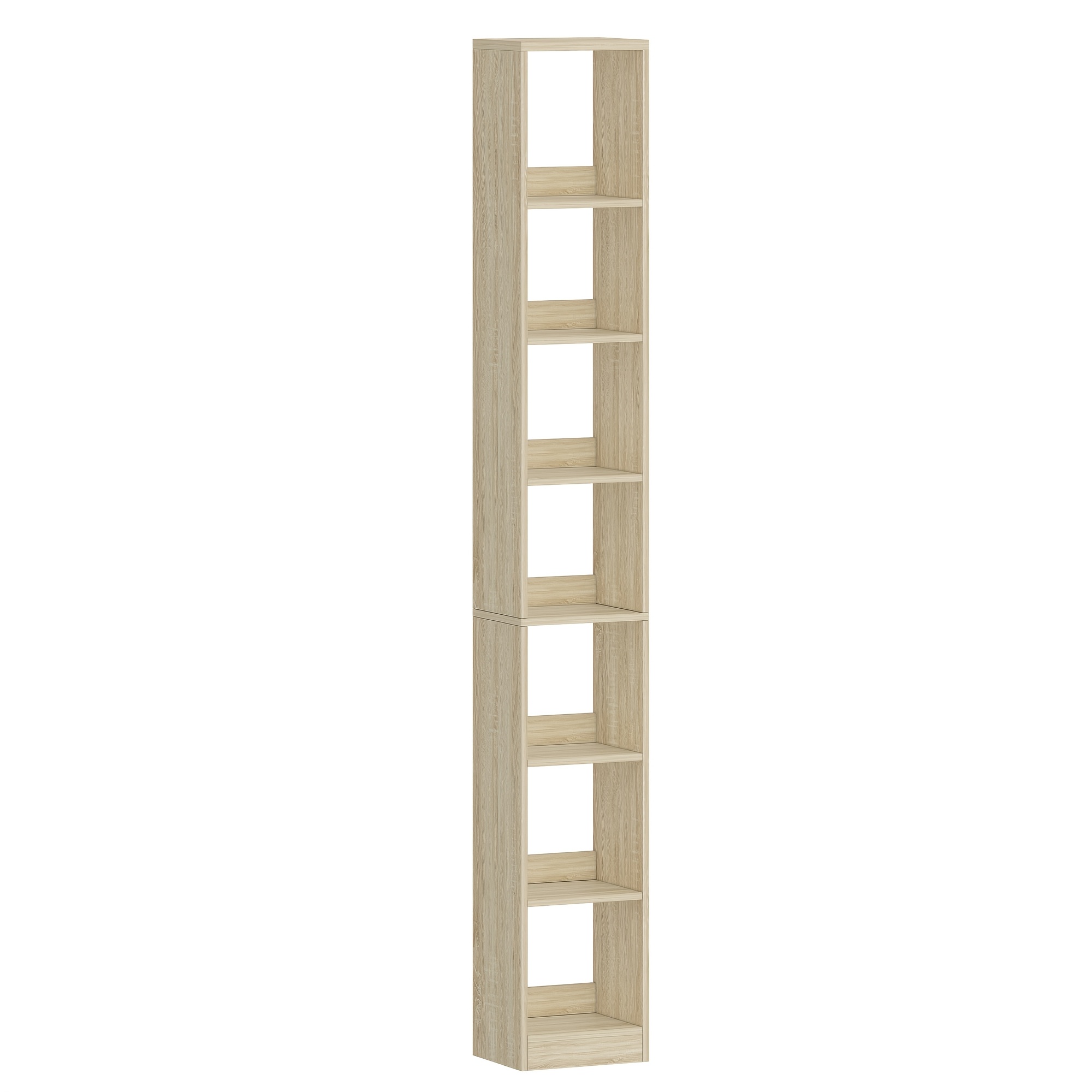 Image of Bookshelf, 7-tier Bookcase, Cube Shelf, Modern Open Wooden Shelving Unit, Storage Shelves Shelves For Living Room, Home Office, Bedroom, Oak Beige