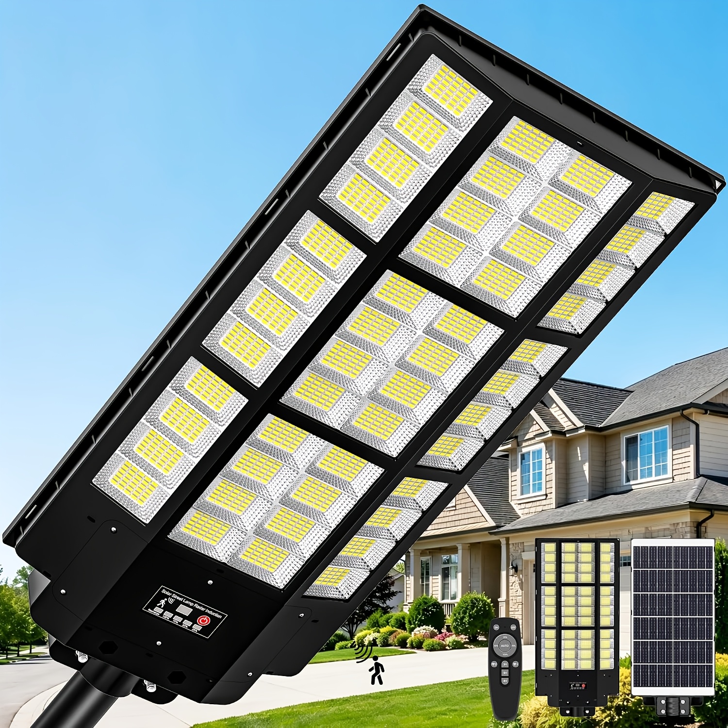 TEMU Solar Street Lights Outdoor, Ip66 Waterproof Solar Flood Lights With Motion Sensor, 6500k Automatic Dusk To Dawn, Easy Mountable Installation,
