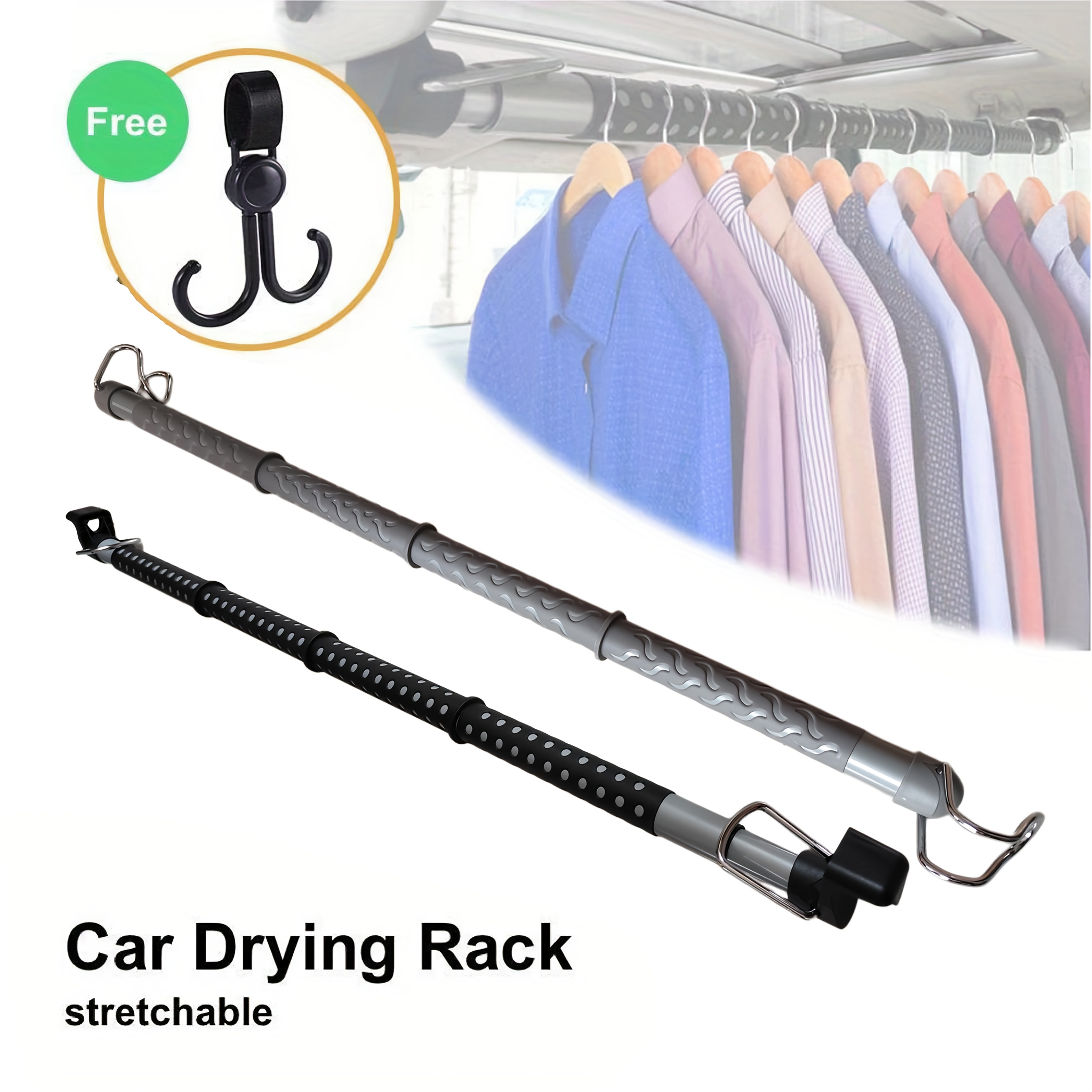 Car drying rod trunk drying rack Trunk hanger rod Camping drying rack laundry rack Vehicle rod holder telescope car fix rods, Drying Racks