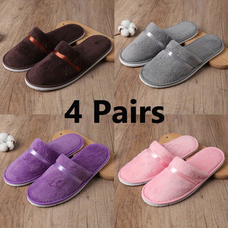 Disposable Colorful Tassel Plush Slippers Set, Suitable For Hotels, B&bs, Spa, Parties, Travel, Houseguests, Etc., Packaged Individually, Clean And Hygienic, Enhances