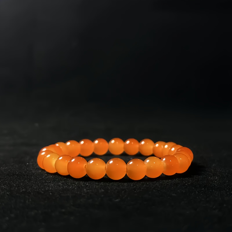Natural Orange Bead Bracelet 8mm for Casual Attire