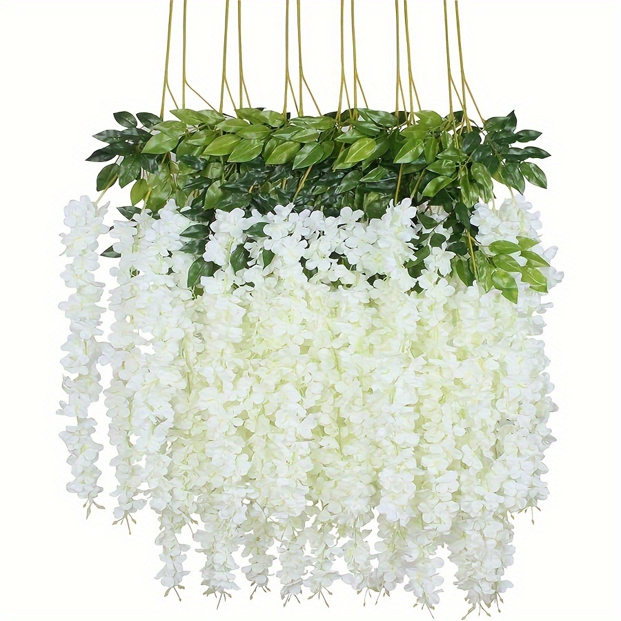 12 Handmade Wisteria Hanging Flowers For Wedding Party Decoration, Home Garden Outdoor Ceremony Floral Decor
