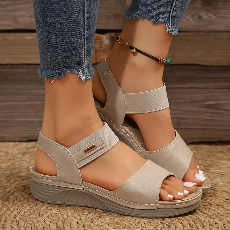 womens summer wedge sandals casual open toe soft sole slingback shoes lightweight outdoor sandals details 8