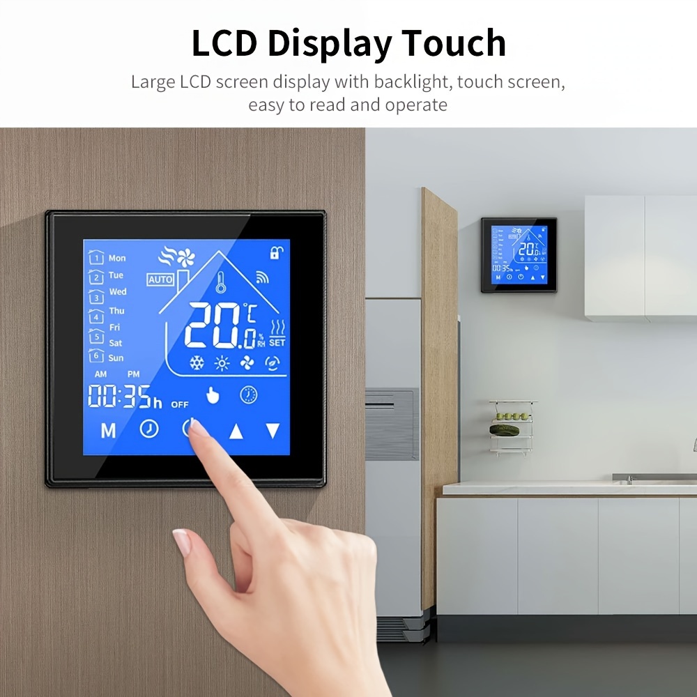Tuya Smart WiFi Thermostat LCD Touch Screen Electric Heating Thermostat Digital Temperature Controller Supports Google Home Alexa Voice Control