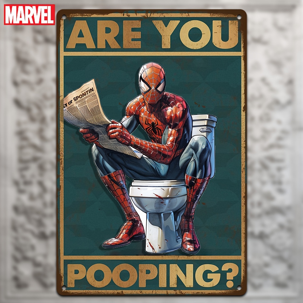 

1pc, Authorized, Interesting Are You Pooping Aluminum Decorative Sign, Retro Spider-man Wall Art Decoration For Living Room, Bathroom, Kitchen, Aluminum Poster Decoration 8 X 12 Inches (20cm * 30cm)