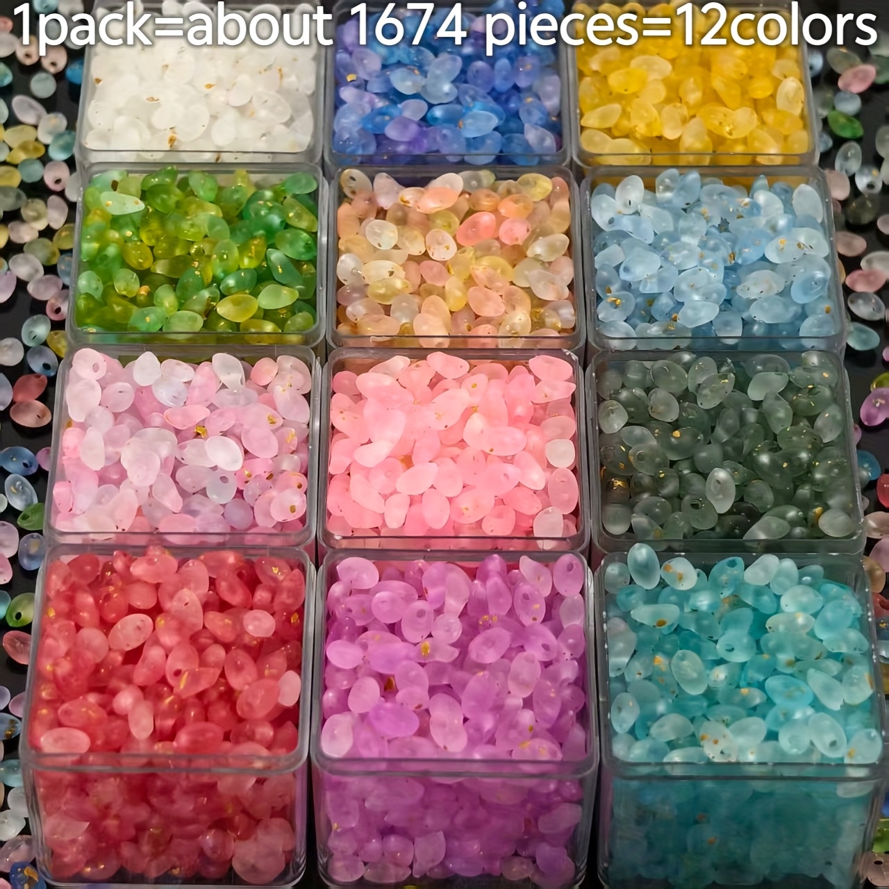 Image of 1674pcs 6mm 12- Pack. Acrylic Gradient Beads - Transparent Ab Multicolor, Handmade Bead Craft - Perfect For Friendship Gifts And Christmas Beads - Decorative Beads