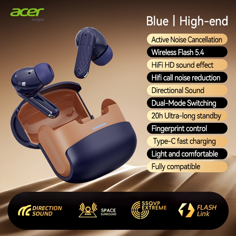 Image of Acer New Ohr548 Tws Wireless Bluetooth Earbuds - , Powerful , Active Noise Cancellation, Long , In-ear Design For Sports And Running, Low Latency For Gaming