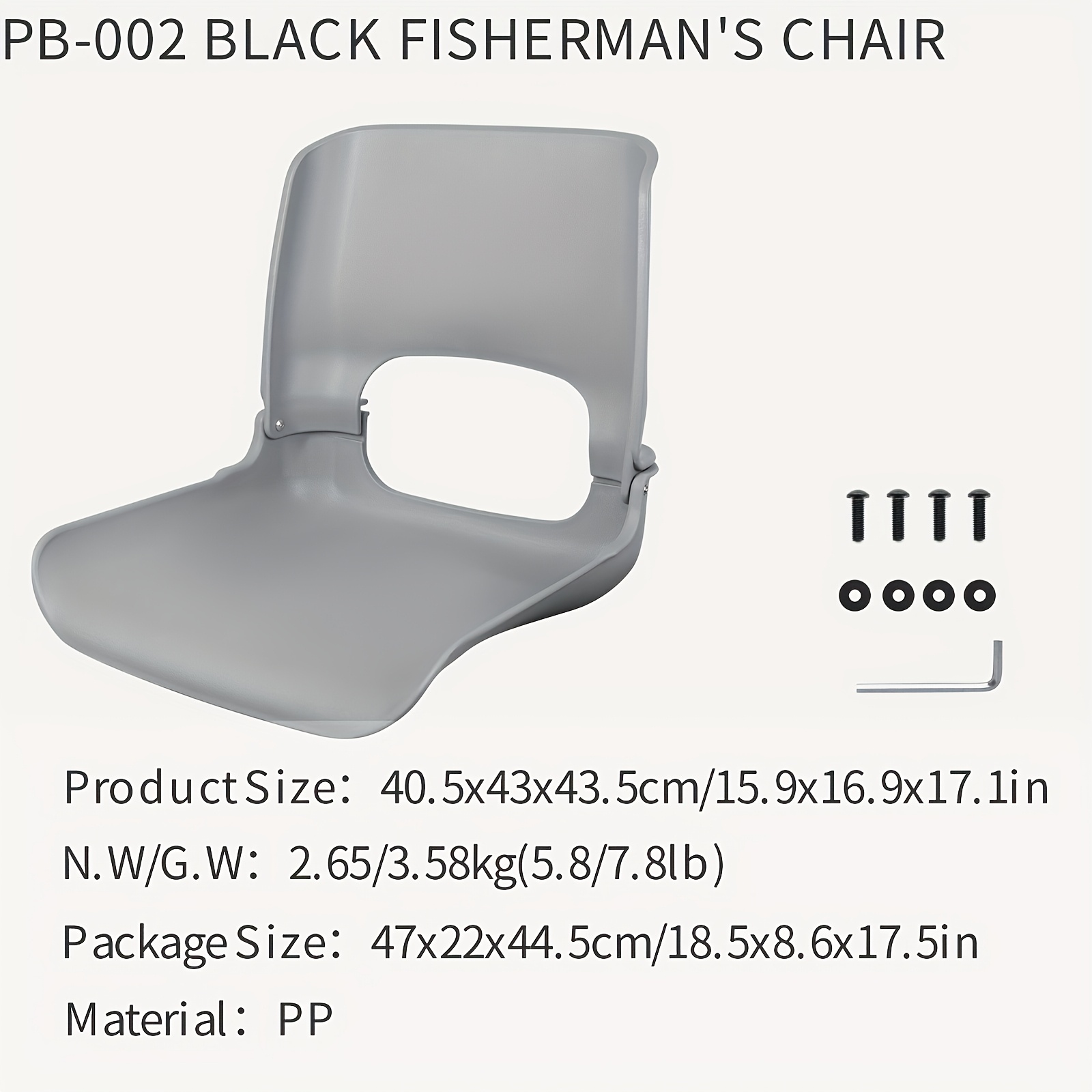 Foldable High Back Clamshell Fishing Chair, Black/Grey