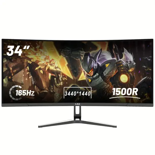 lxz 34 monitor 1500r 165hz uwqhd 3440x1440 with 300cd m brightness 99 srgb vesa wall mount 75x75mm pc computer screen for professionals christmas gift display experience high refresh rate
