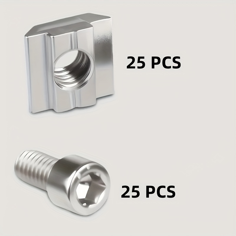 50pcs 25-set Stainless Steel M8 Nut Set, Slider Nuts, Industrial Aluminum Profile Accessories, Spring Clips