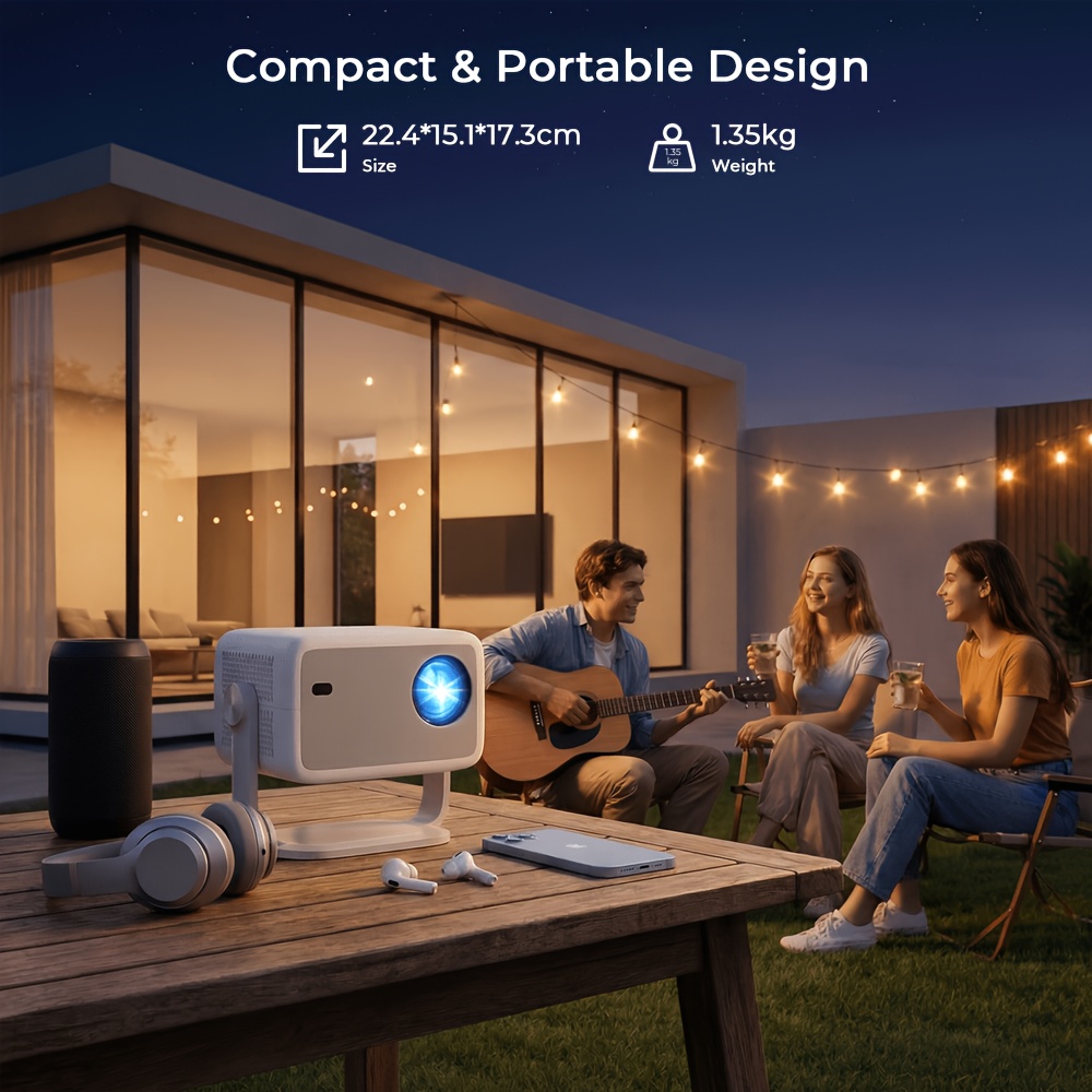 Smart Portable Projector with 4K Video Decoding