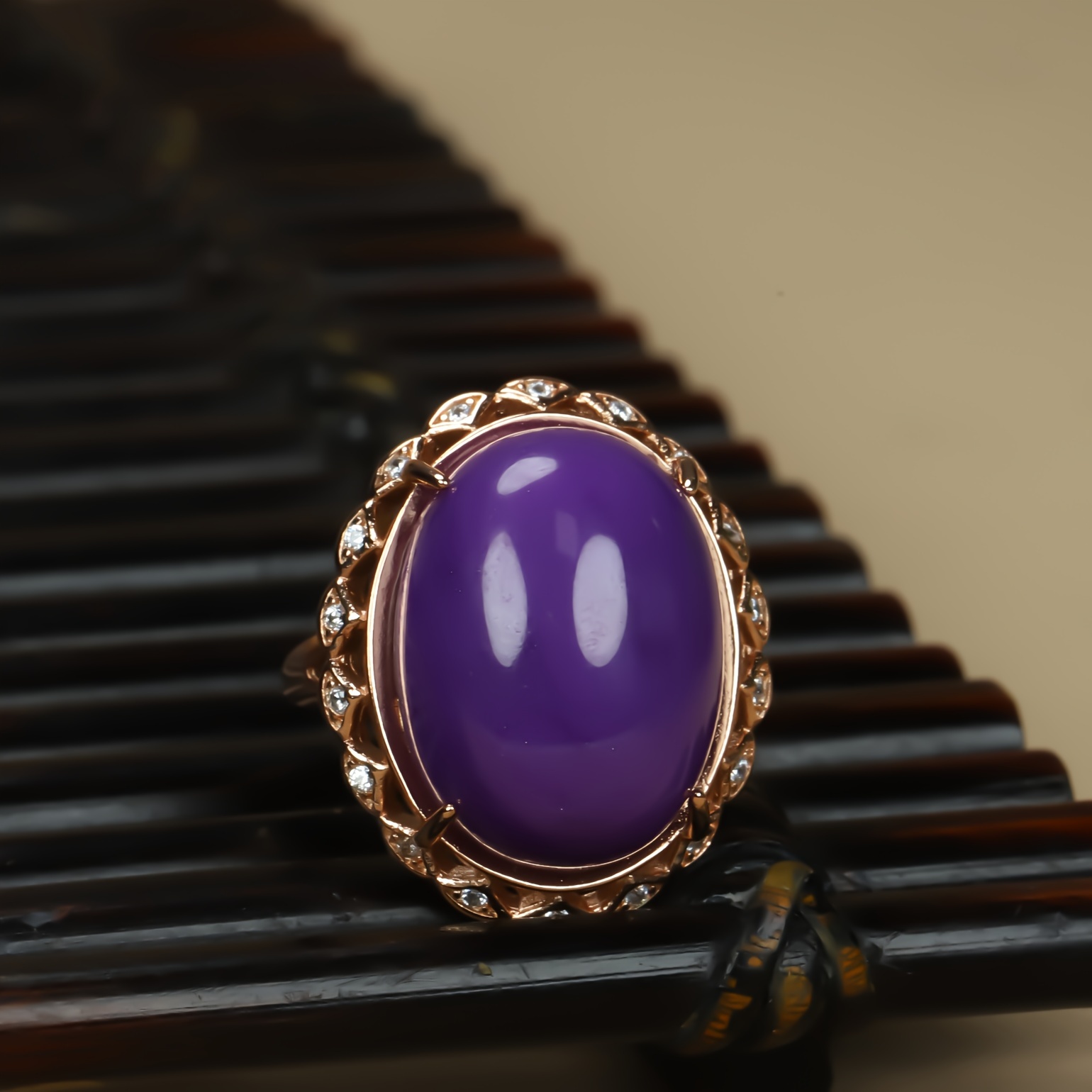 

Bague ajustable en agate violette élégante de style empereur unique sans plaquage pour femmes - Ziquexsite Vintage