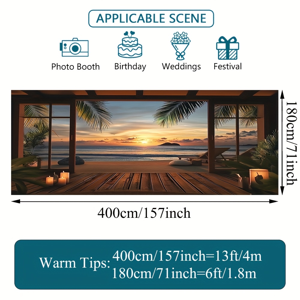 E-shop 2D Flach, 1 Stück 2D Flacher Druck Tropischer Strand-Sonnenuntergang Garagentor-Banner Lebendige Außendekoration Kein Erforderlich für