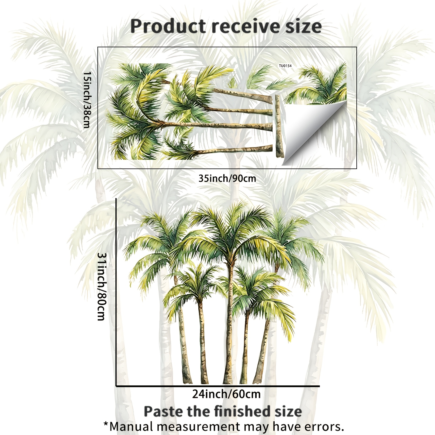 1pc Ocean Scenery Palm Tree Sticker, Wall Surface Beach Scene Wall Decal, Suitable For Living Room Decoration Sticker