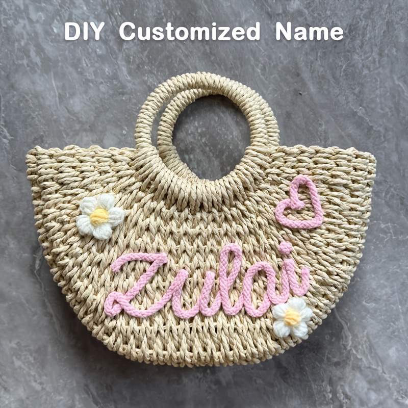 TEMU 1 personalisierte Handtasche, die mit Namen personalisiert werden kann, erhältlich in zwei Stilen. Eine personalisierte Tragetasche mit einem