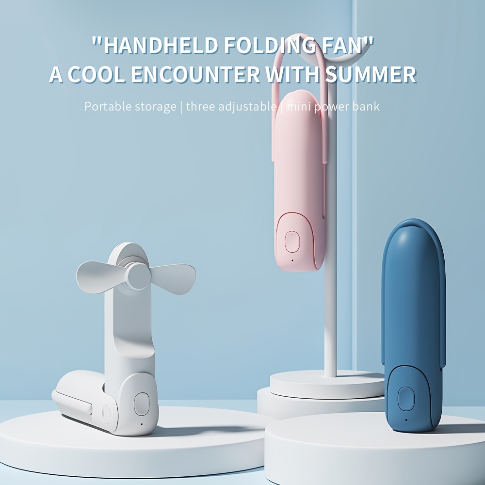 [Handheld Desktop Dual-Use] Small Fan USB Charging Portable Super Quiet Strong Wind Mini Portable Handheld Fan Foldable Desktop Dormitory Office Car Home Cooling + Mobile Phone Battery Life + Night Lighting + Power Bank
