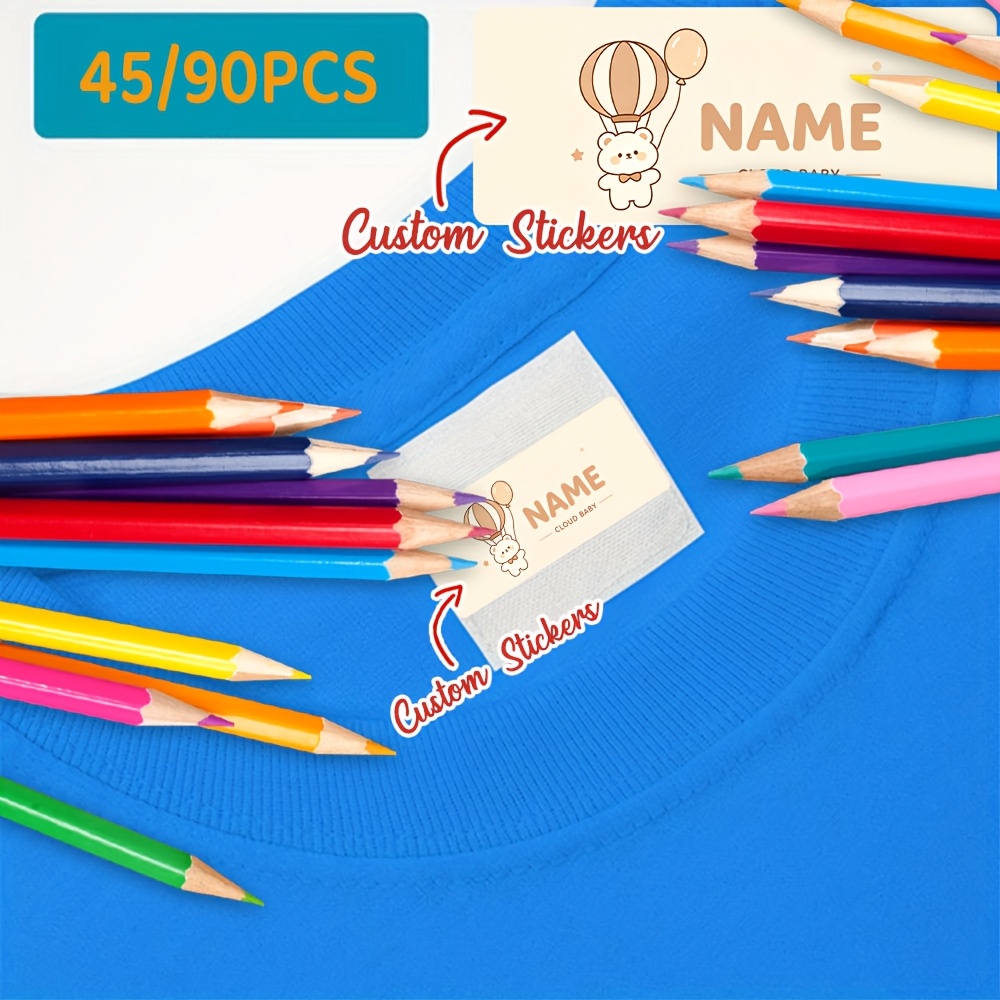 45/90pcs Personalized Custom Stationery Label Stickers, Little Bear Design