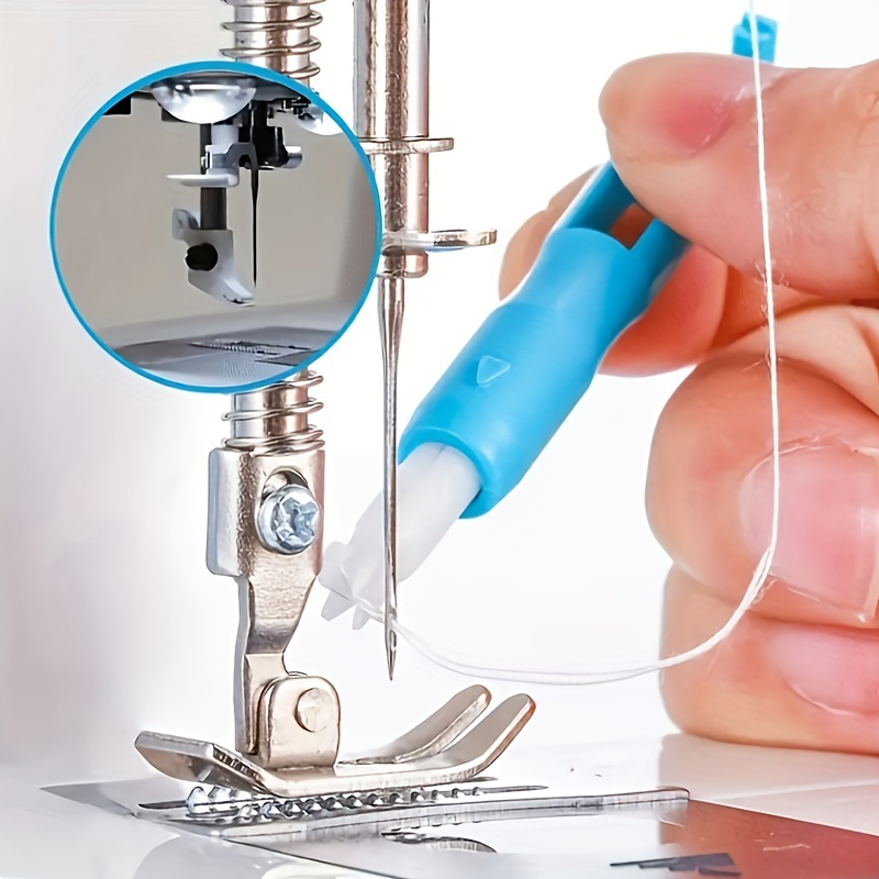 

Kit de 2 pièces de fil de machine à coudre et d'outil d'insertion, fil automatique rapide pour machines à coudre domestiques, changement de aiguille et assistant de filage , bleu