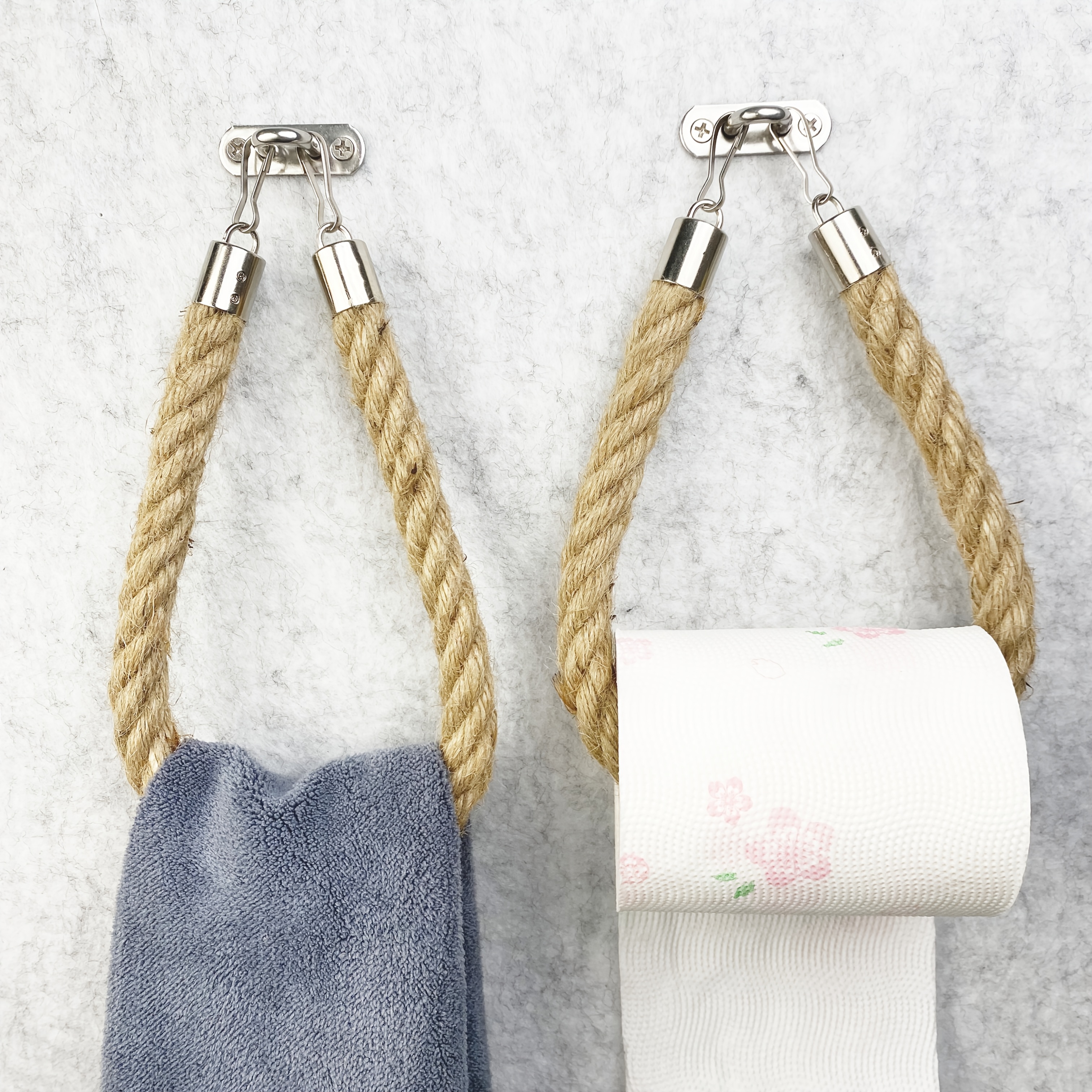 TEMU Porte-serviettes de salle de bain avec crochet en métal, porte-serviettes en papier, porte-papier toilette, étagère avec crochet