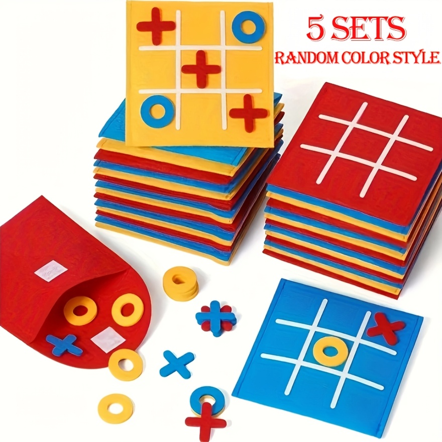 Image of 5 Sets Of -toe Game Boards, Mini Felt Puzzle Toys, Brain Teasers, Mixed With Colors And Styles, Portable, Travel Games, Pocket Games